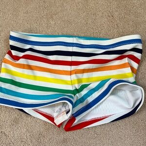 Primary swim trunks, 4-5T, rainbow stripe